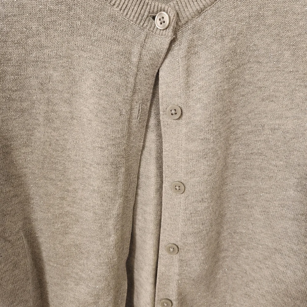 Croft And Barrow Silver Sparkle Gray Cardigan Sweater Medium - Picture 2 of 9